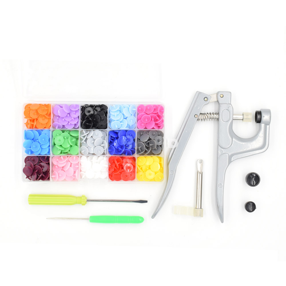 Snap Fastener Set - Metal Press Pliers Colored Resin Buttons