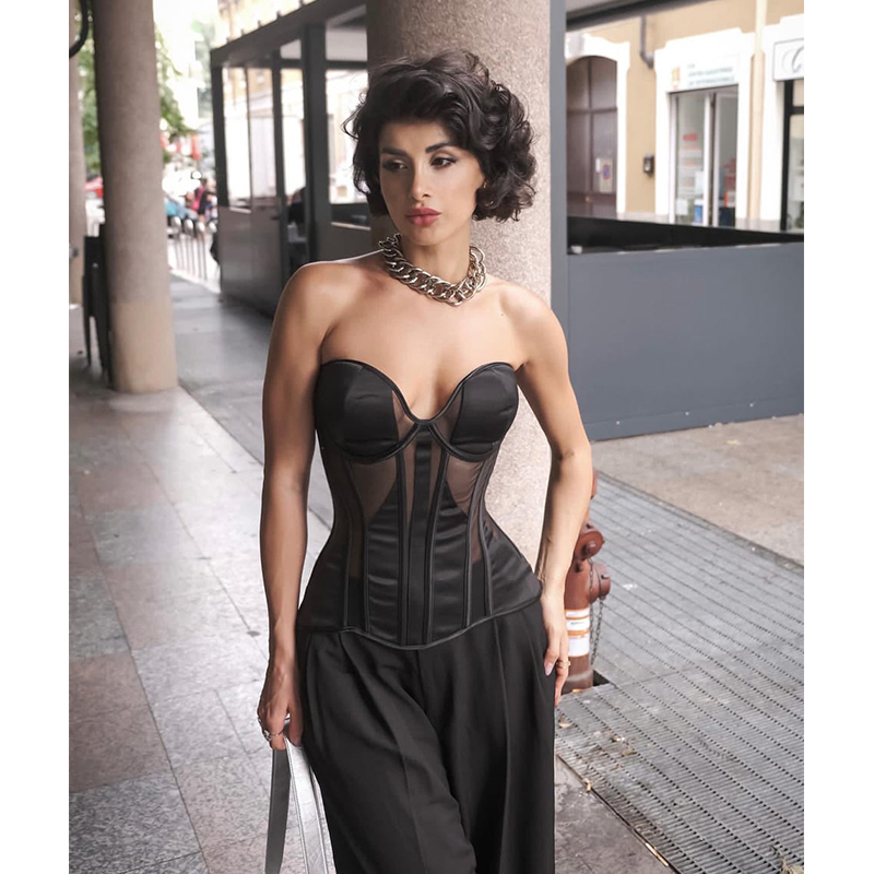 Steel Bone Women Sexy Mesh Bra - Boning Corset Steel ulasan dan harga