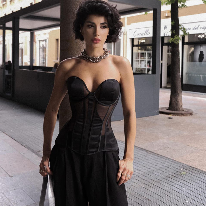 Steel Bone Women Sexy Mesh Bra - Boning Corset Steel ulasan dan harga