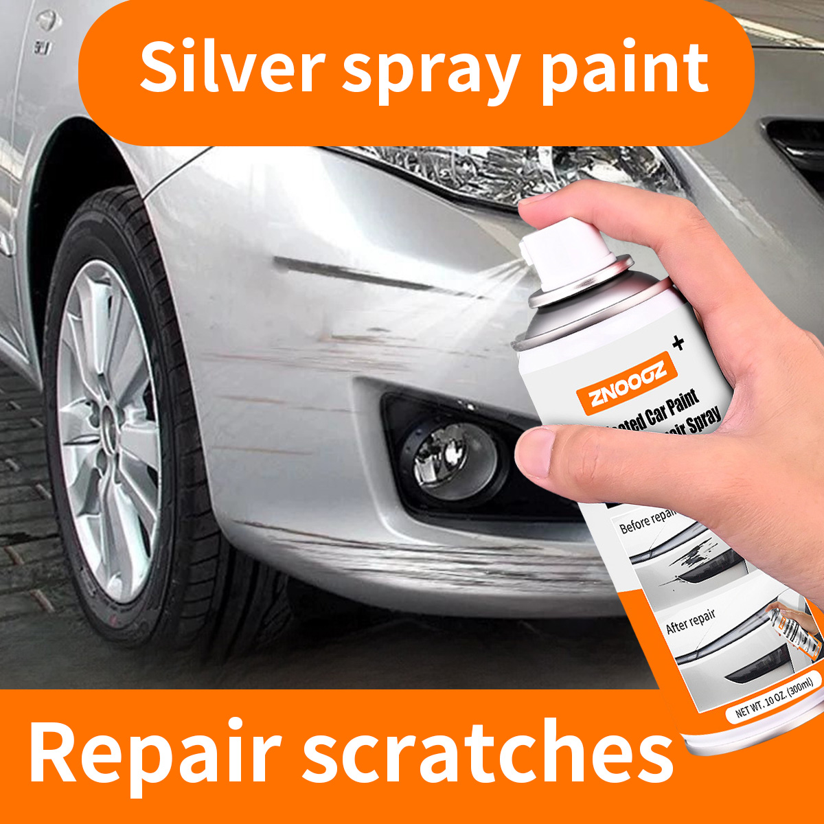 Silver Car Scratch Repair Spra - Metallic Spray Paint ulasan dan harga