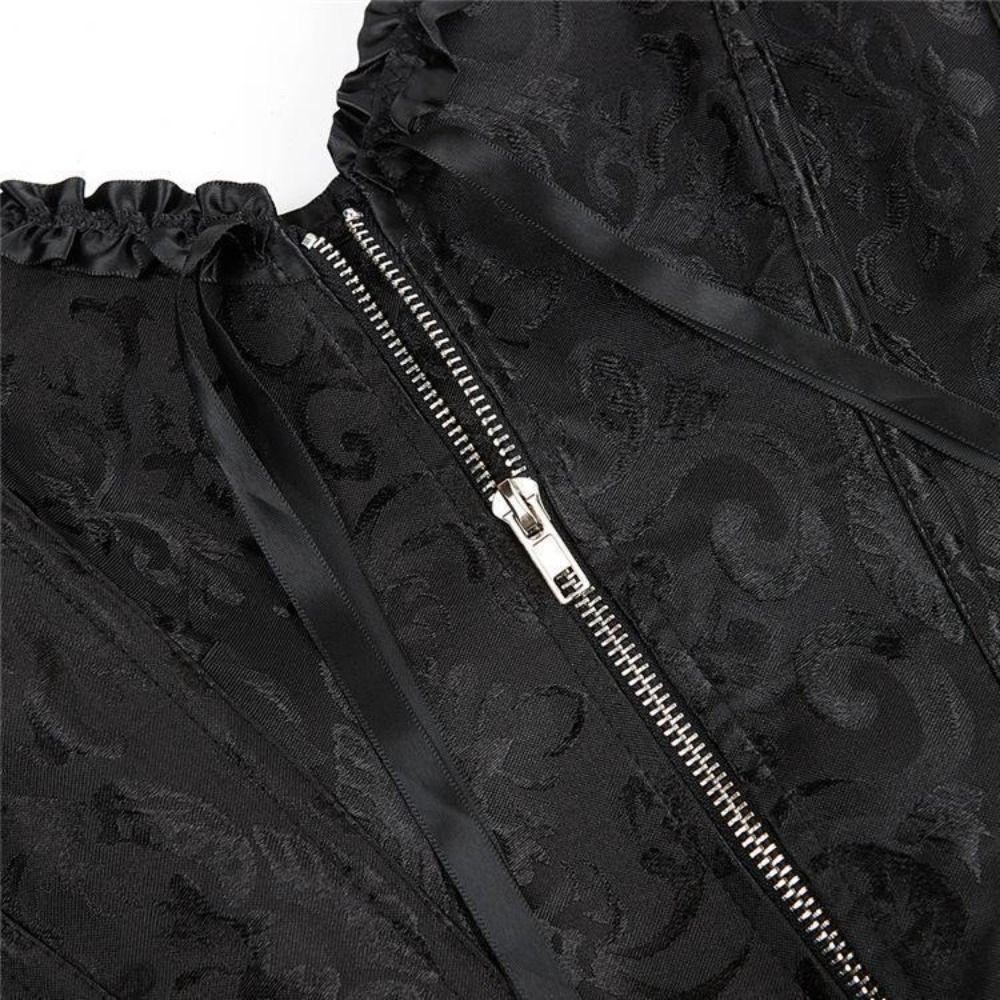 Zipper Jacquard Underbust Cors - Boning Corset Steel ulasan dan harga