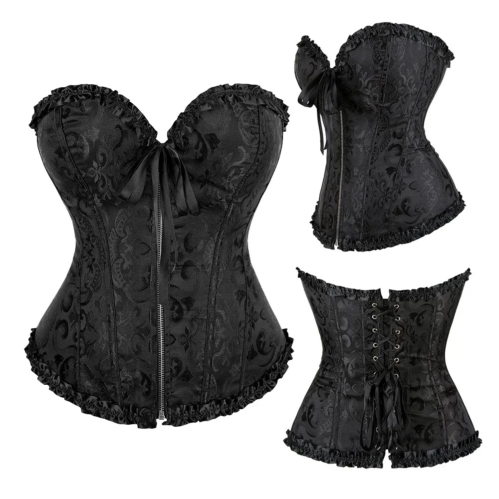 Zipper Jacquard Underbust Cors - Boning Corset Steel ulasan dan harga