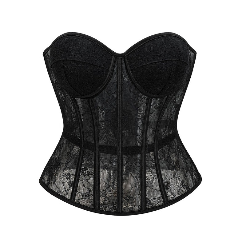 Women Overbust Corset Top Blac - Boning Corset Steel ulasan dan harga