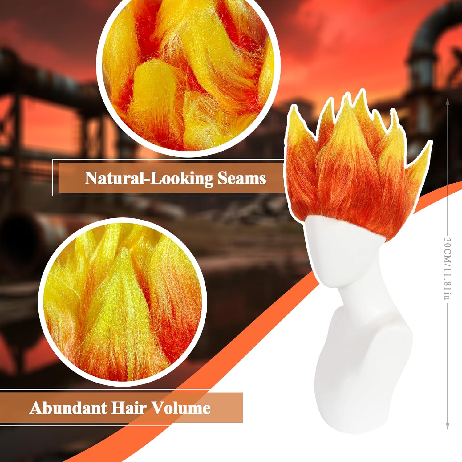 Flame Costume Wig Stylish Flam - Cosplay Flame Prop ulasan dan harga