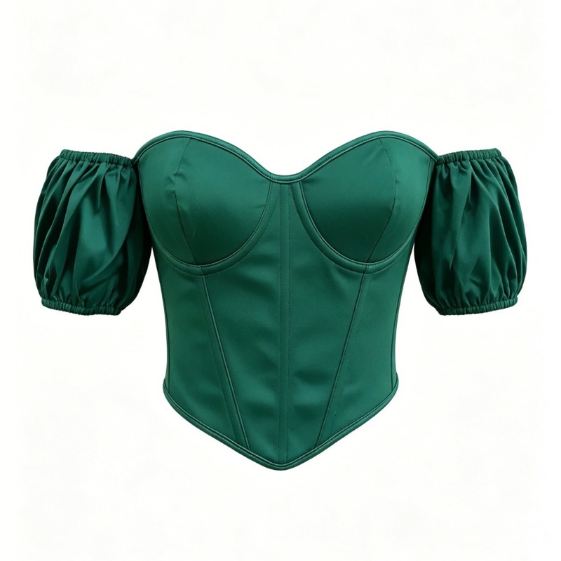 Sexy Green Satin Corset Top Sh - Boning Corset Steel ulasan dan harga