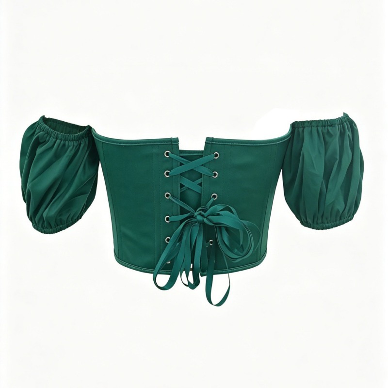 Sexy Green Satin Corset Top Sh - Boning Corset Steel ulasan dan harga